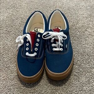 Vans Navy Canvas Shoes with White Laces